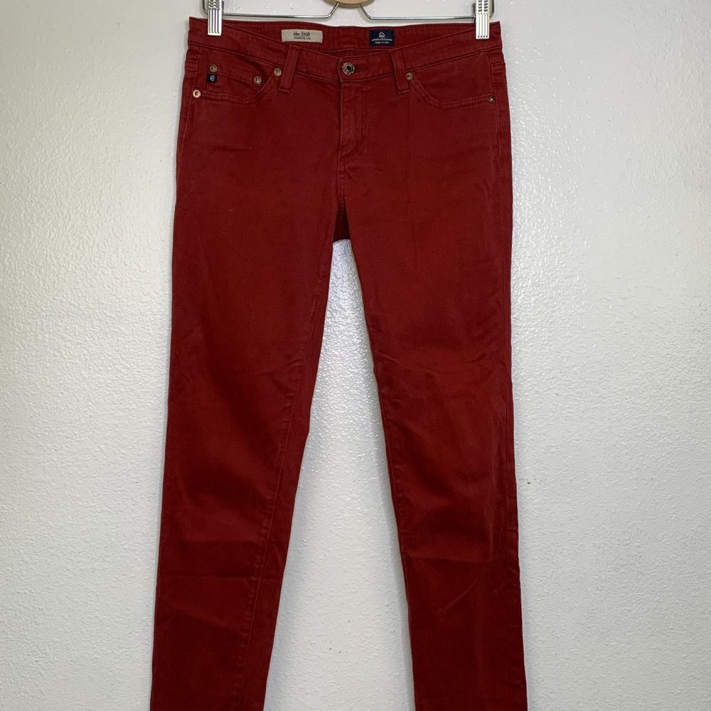 AG Adriano Goldschmied Burnt Red/Orange The Stilt Cigarette Leg Womens Size 28R